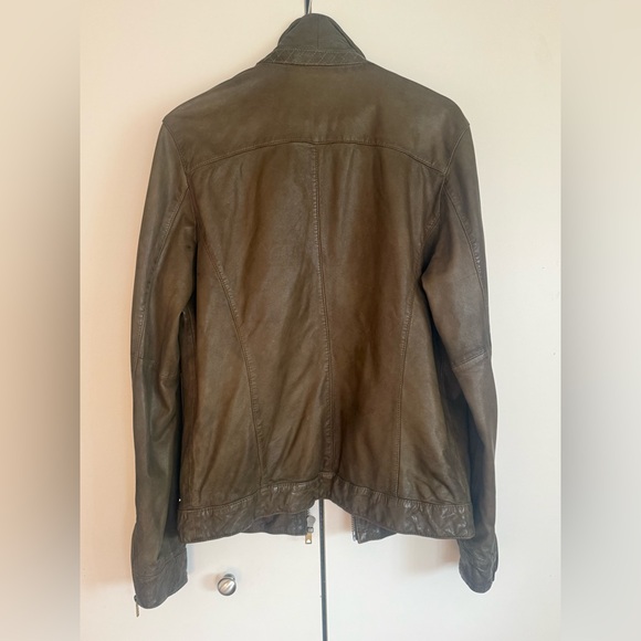 Like-new Scotch & Soda Men's Olive Leather Jacket - Picture 4 of 8